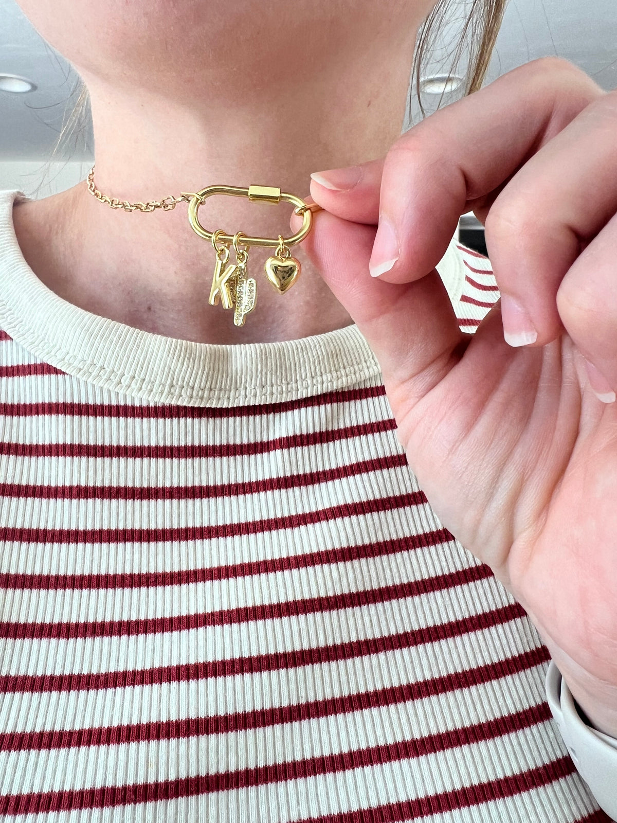 Paperclip Carabiner Charm Necklace