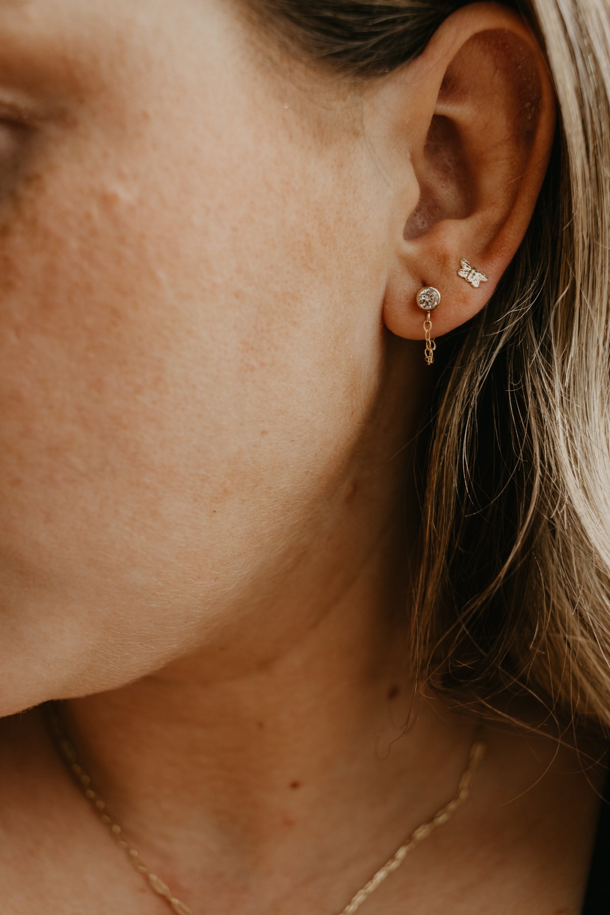 Dainty Chain 4mm Gold Filled C/Z Earring Posts