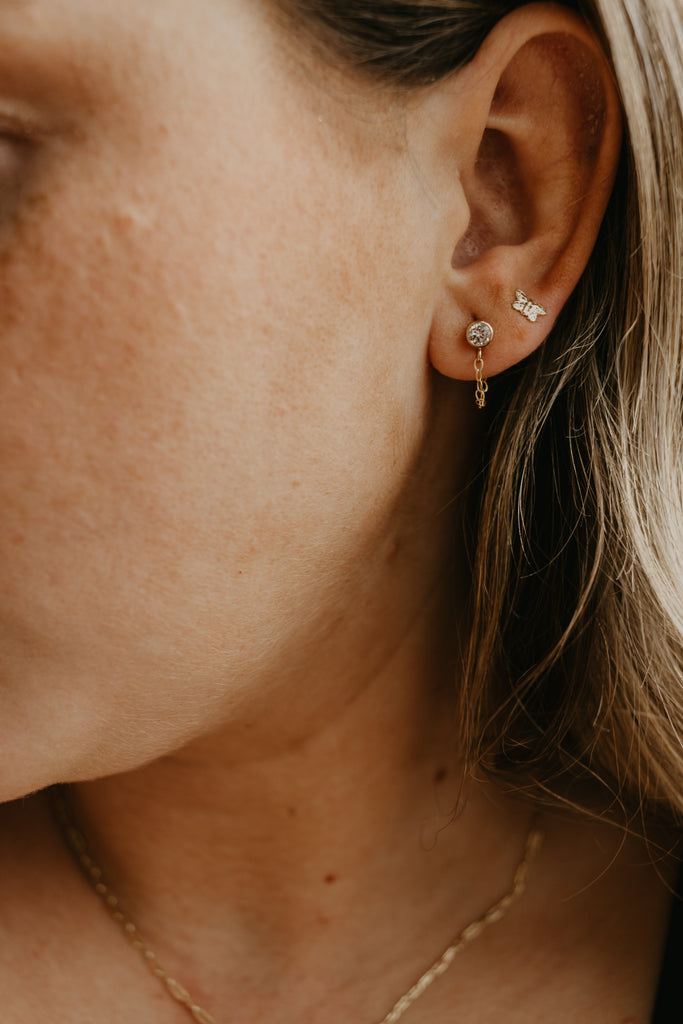 Dainty Chain 4mm Gold Filled C Z Earring Posts emmiekay